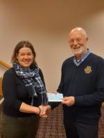 Carole presents Tony with the cheque for Aquabox